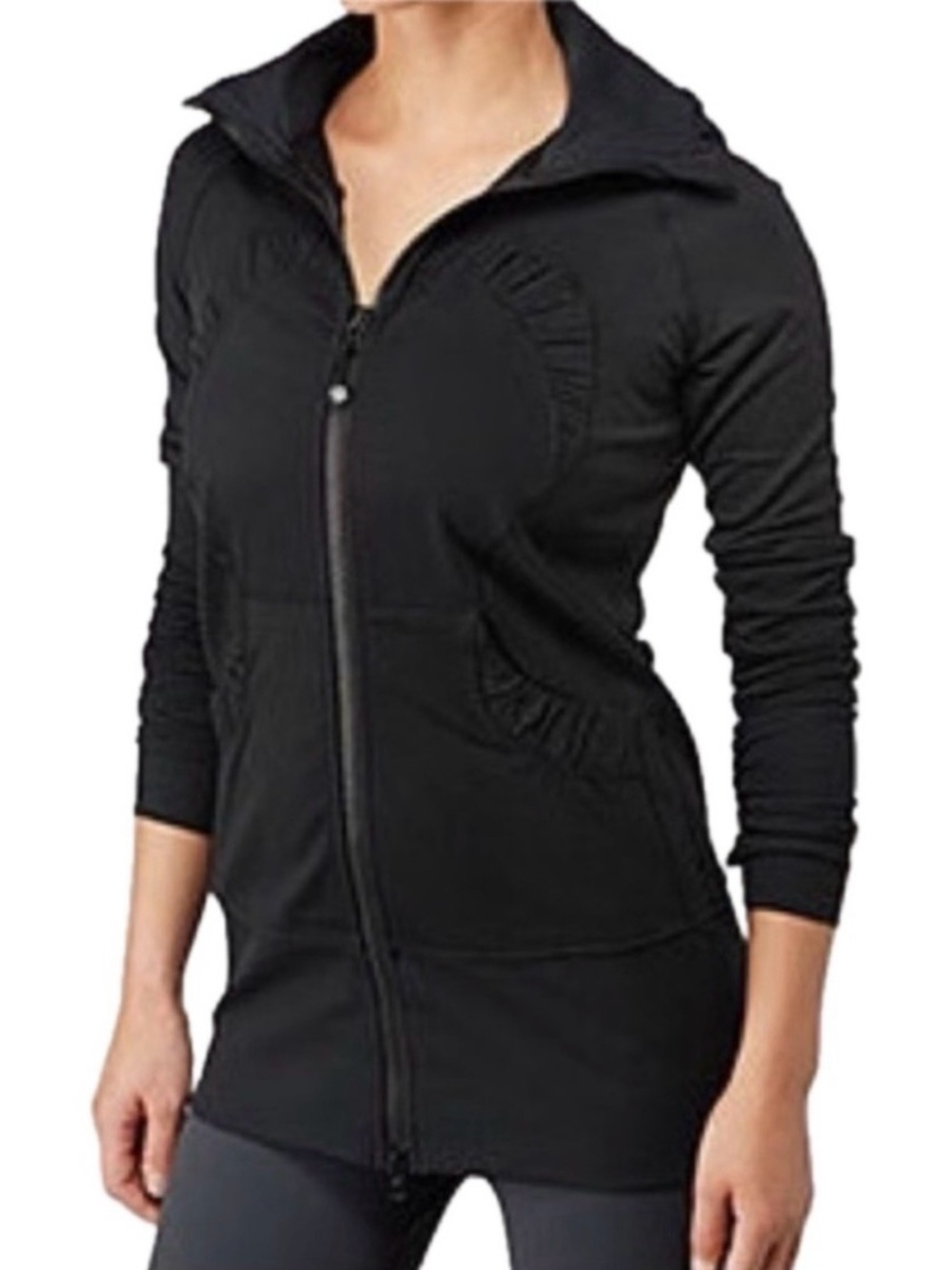Lululemon Gather Together Jacket *Lux Ruffle Full Zip Hoodie Black Sporty Long